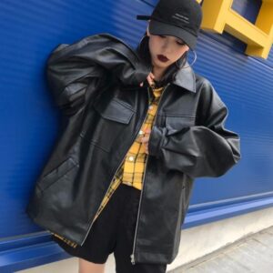 Harajuku couple motorcycle leather jacket