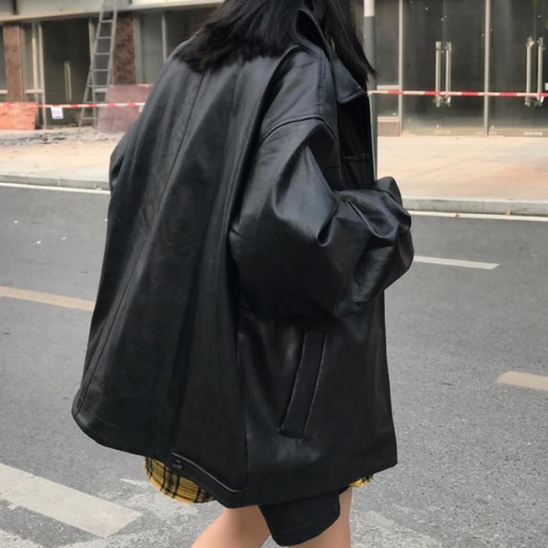 Harajuku couple motorcycle leather jacket - Image 2