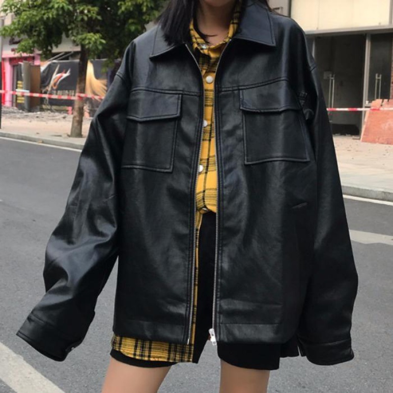 Harajuku couple motorcycle leather jacket - Image 5