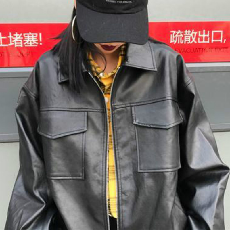 Harajuku couple motorcycle leather jacket - Image 6