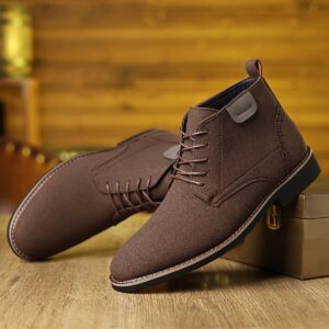 British Style Matte Leather Men's Short Boots With Laces